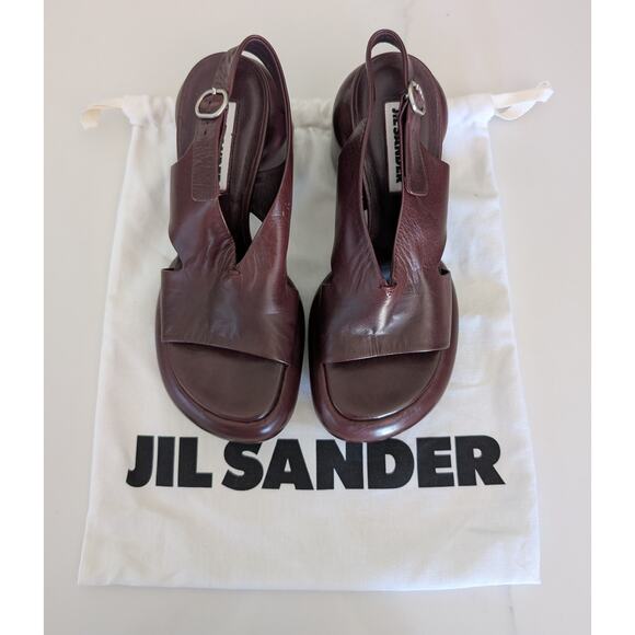 Jil Sander Ribes Leather Column Heel Slingback Sandals Women’s EU 36 US 6 Chic - Picture 2 of 9